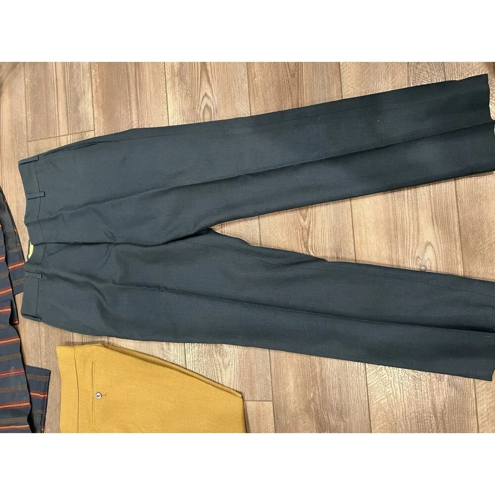 Vintage H.I.S. Striped Double-Breasted Blazer Crest Buttons + 2 Farah Pants 3x